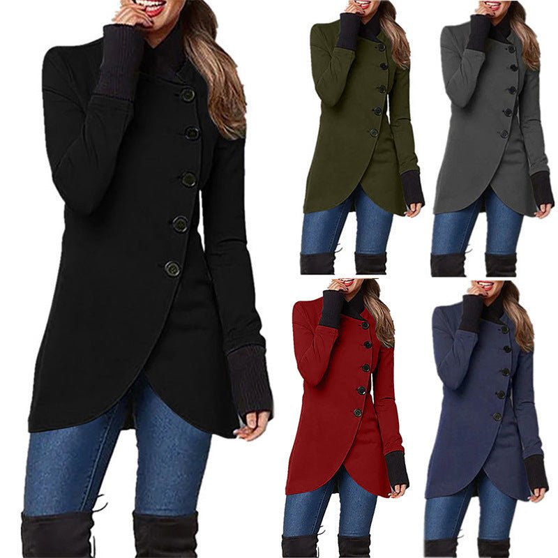 Single-breasted Panelled Hem Slit Long-sleeved Jacket | Mode