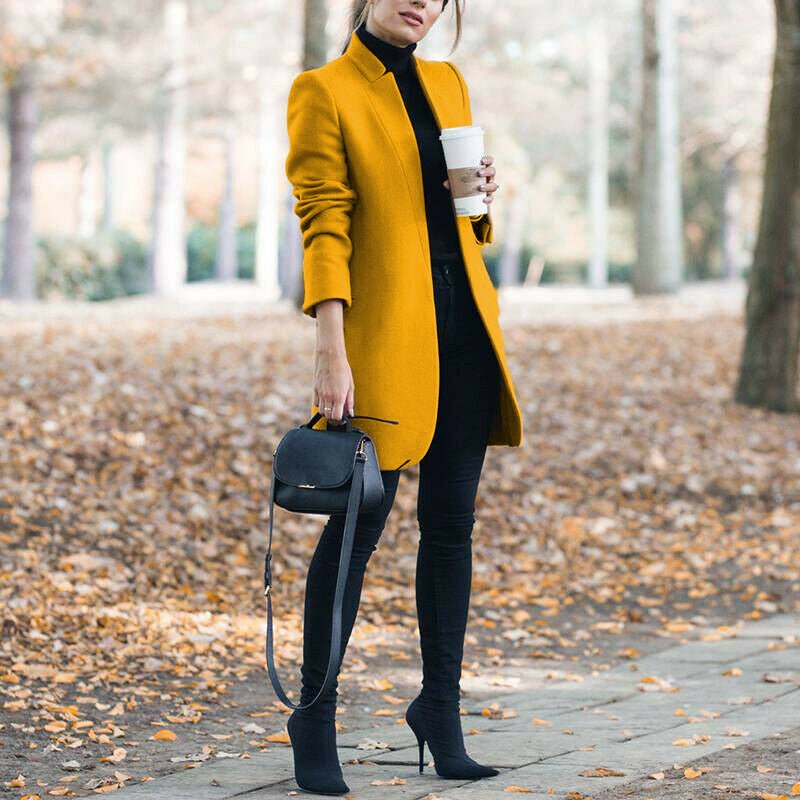 Autumn And Winter New Style European And American Fashion Solid Color Stand-Up Collar Woolen Blazer | Mode