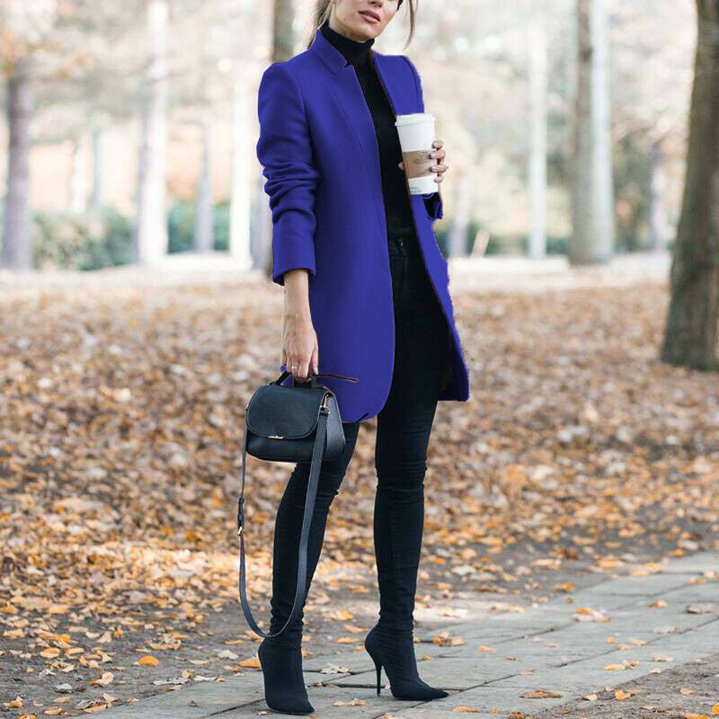 Autumn And Winter New Style European And American Fashion Solid Color Stand-Up Collar Woolen Blazer | Mode