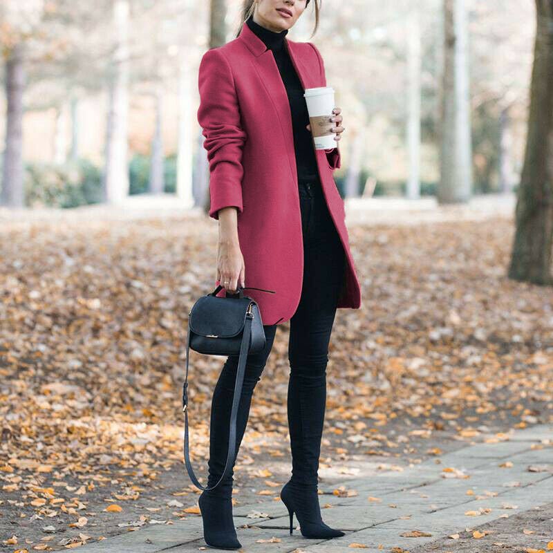 Autumn And Winter New Style European And American Fashion Solid Color Stand-Up Collar Woolen Blazer | Mode