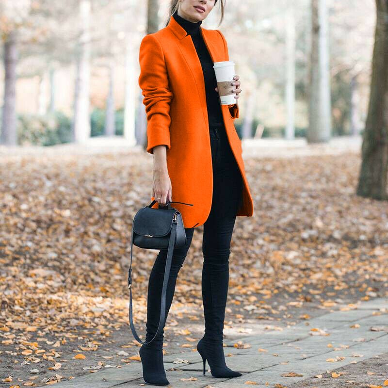 Autumn And Winter New Style European And American Fashion Solid Color Stand-Up Collar Woolen Blazer | Mode