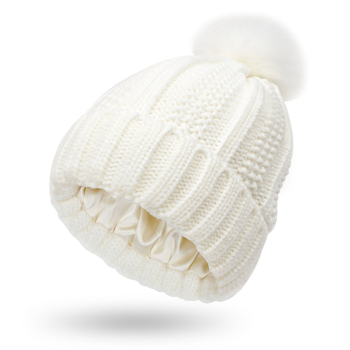 Winter Knitted Hats Fashion Stretchy Lined Skull Hats For Women Faux Fur Pom Pom Hat Keep Warming Beanie Hat | Mode