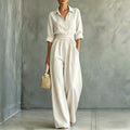 2026 Autumn Cross-Border Amazon New European And American Fashion Women's Mid-Sleeve Shirt Loose And Stylish Jumpsuit For Women | Mode