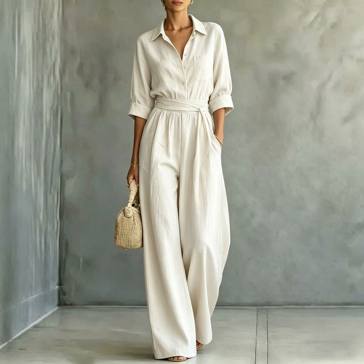 2026 Autumn Cross-Border Amazon New European And American Fashion Women's Mid-Sleeve Shirt Loose And Stylish Jumpsuit For Women | Mode