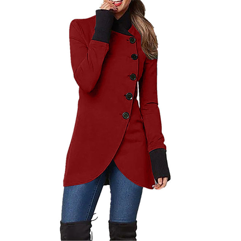 Single-breasted Panelled Hem Slit Long-sleeved Jacket | Mode