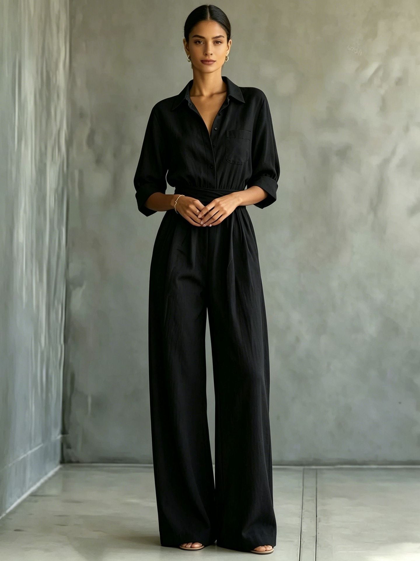 2026 Autumn Cross-Border Amazon New European And American Fashion Women's Mid-Sleeve Shirt Loose And Stylish Jumpsuit For Women | Mode