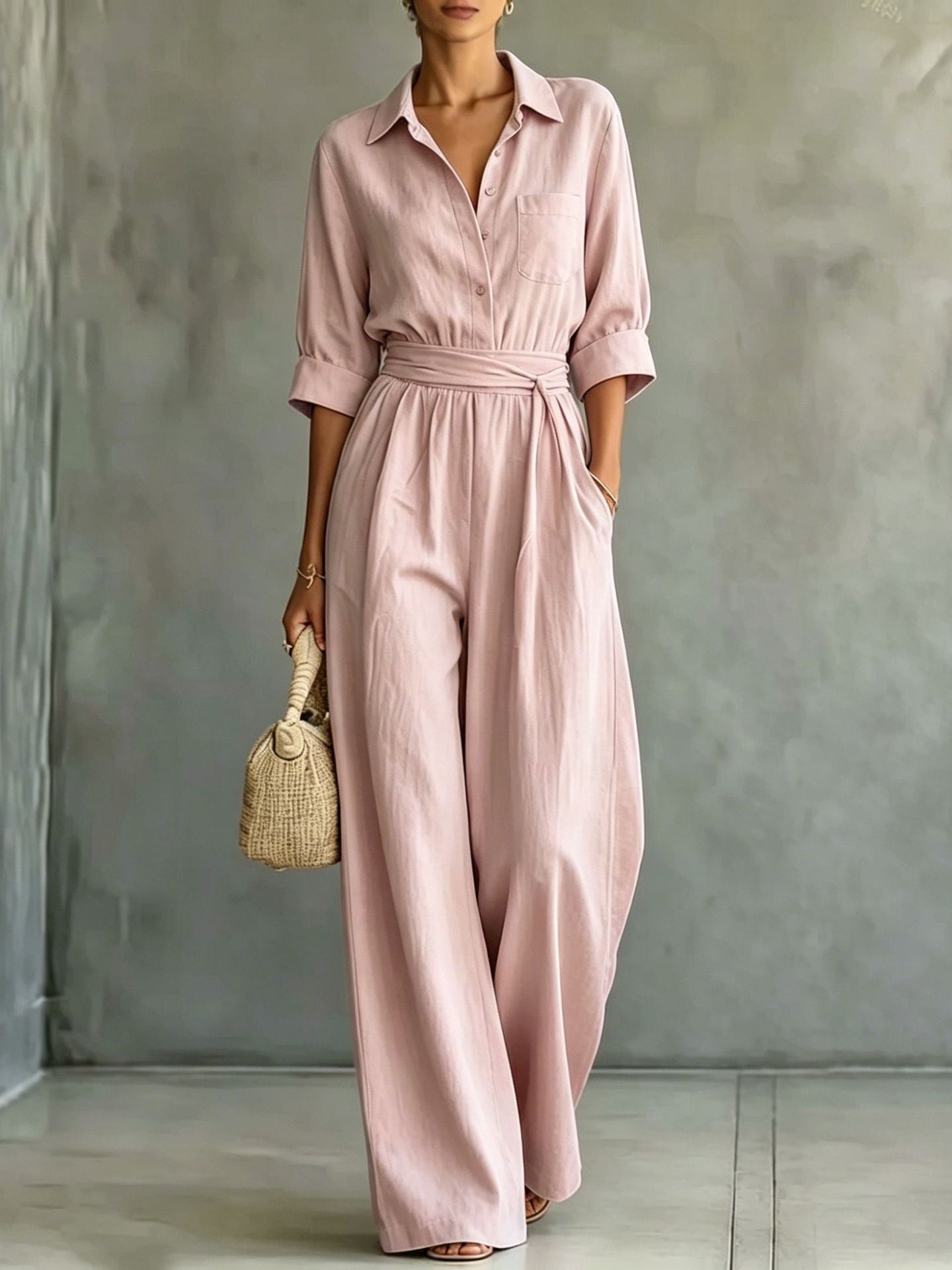 2026 Autumn Cross-Border Amazon New European And American Fashion Women's Mid-Sleeve Shirt Loose And Stylish Jumpsuit For Women | Mode