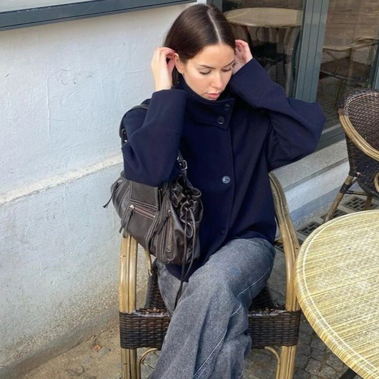 Cross-Border European And American Women's Short Stand-Up Collar Single-Breasted Woolen Coat Trendy And Stylish Woolen Jacket For Women | Mode