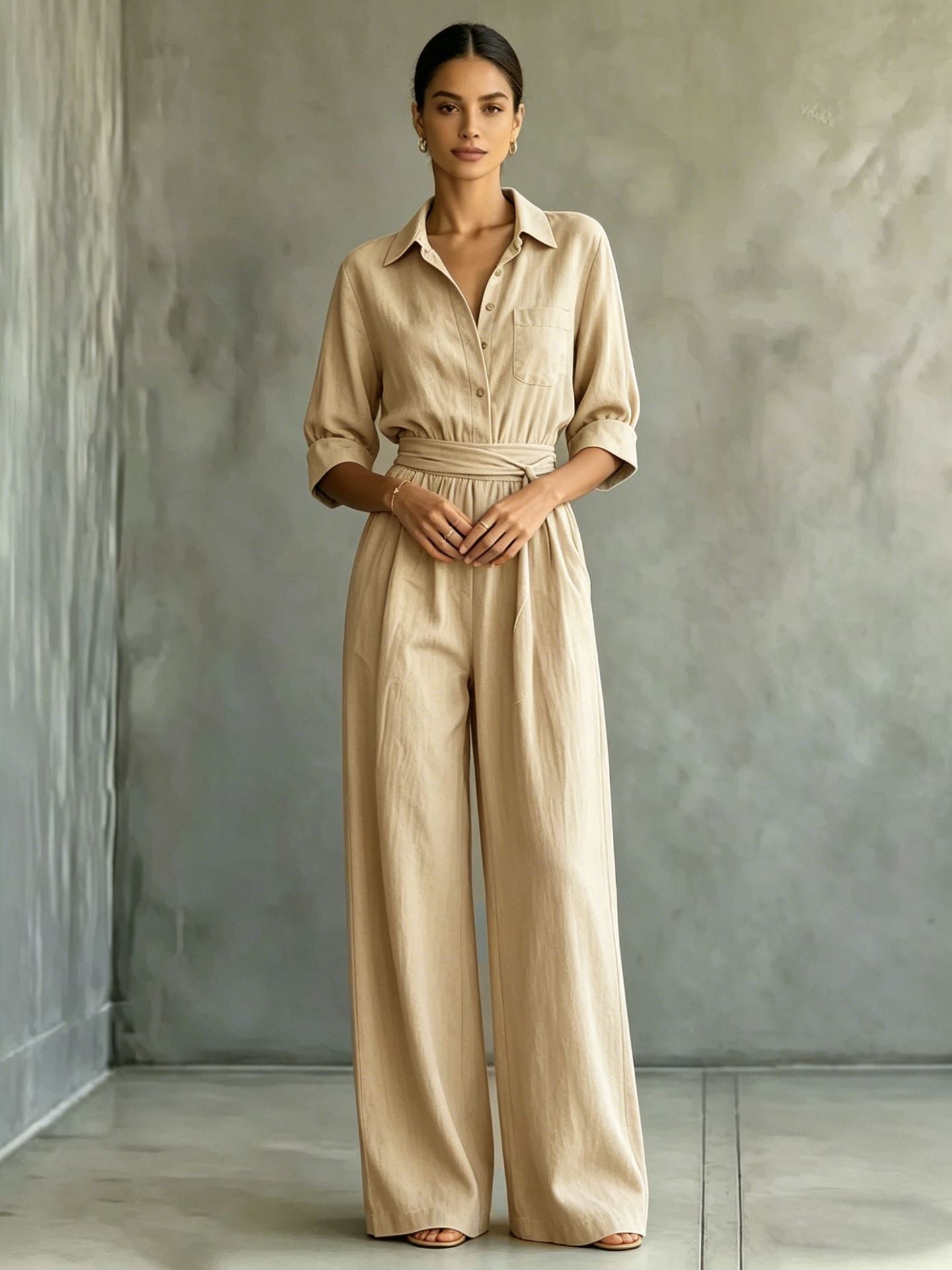 2026 Autumn Cross-Border Amazon New European And American Fashion Women's Mid-Sleeve Shirt Loose And Stylish Jumpsuit For Women | Mode