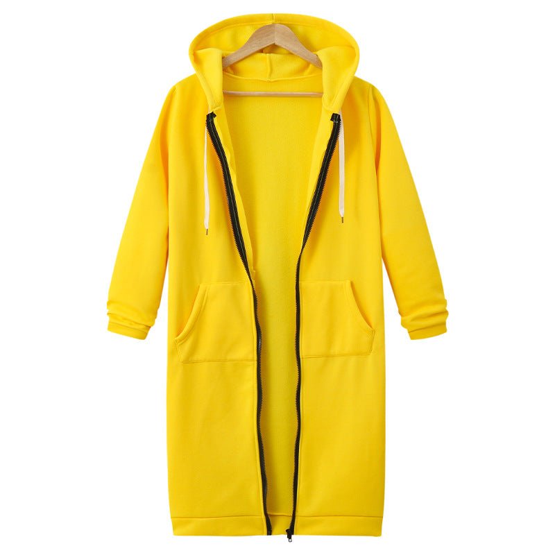 Hooded Long Sleeve Sweater Fleece Long Jacket | Mode