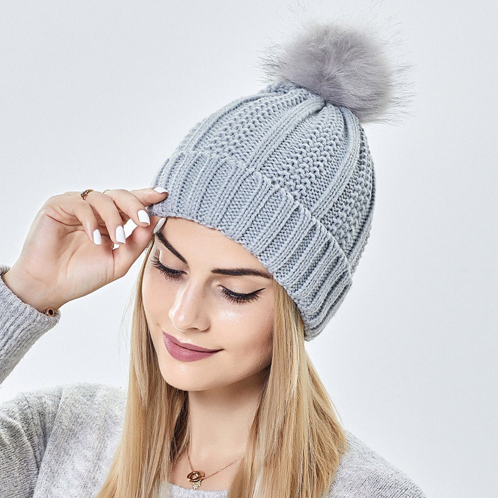 Winter Knitted Hats Fashion Stretchy Lined Skull Hats For Women Faux Fur Pom Pom Hat Keep Warming Beanie Hat | Mode