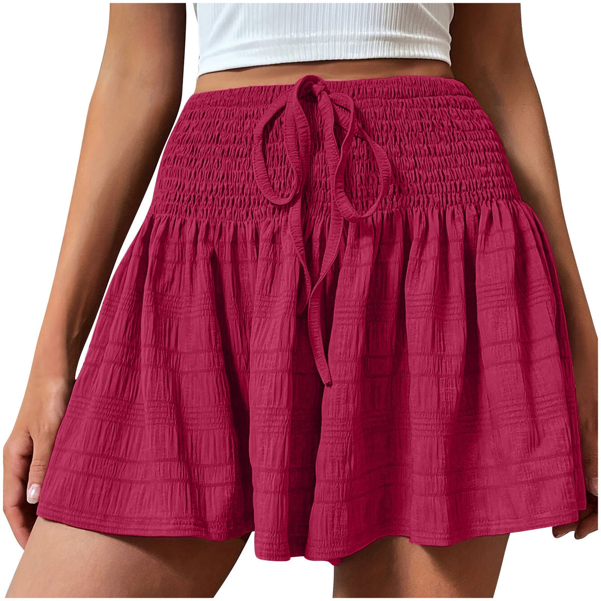 2026 European Style Women S Stretch Waist Short Skirt Casual Pants Summer Fashion Solid Color Drawstring Sports Shorts | Mode