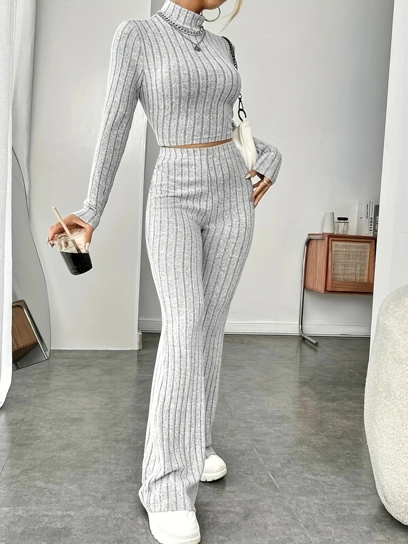 Women Fall Winter Loose Sweatshirt Two Piece Set Long Sleeve Top And Pants Outfit Casual Inner Matching Suit | Mode