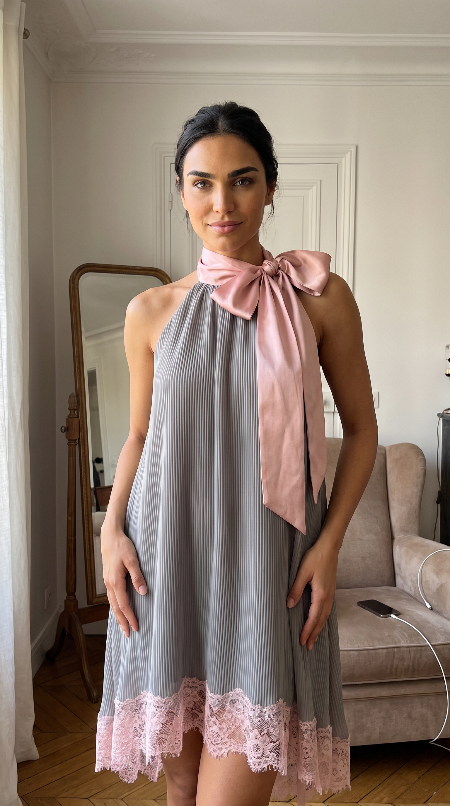 2026 New European And American Style Fashionable Halter Neck Printed Waist-Cinching Slimming Vacation Long Dress For Women