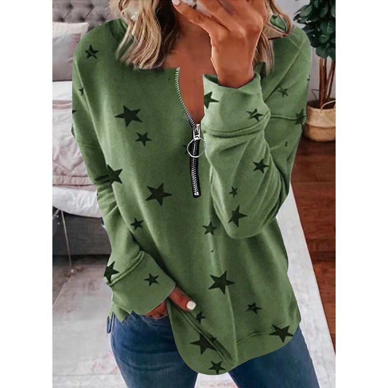 Star Print Long Sleeve Pullover Women's Sweatshirt | Mode