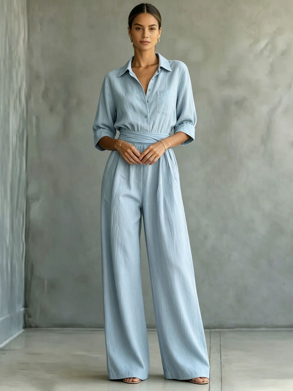 2026 Autumn Cross-Border Amazon New European And American Fashion Women's Mid-Sleeve Shirt Loose And Stylish Jumpsuit For Women | Mode