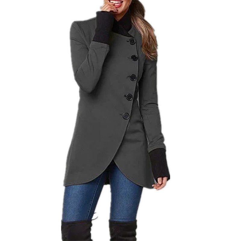 Single-breasted Panelled Hem Slit Long-sleeved Jacket | Mode
