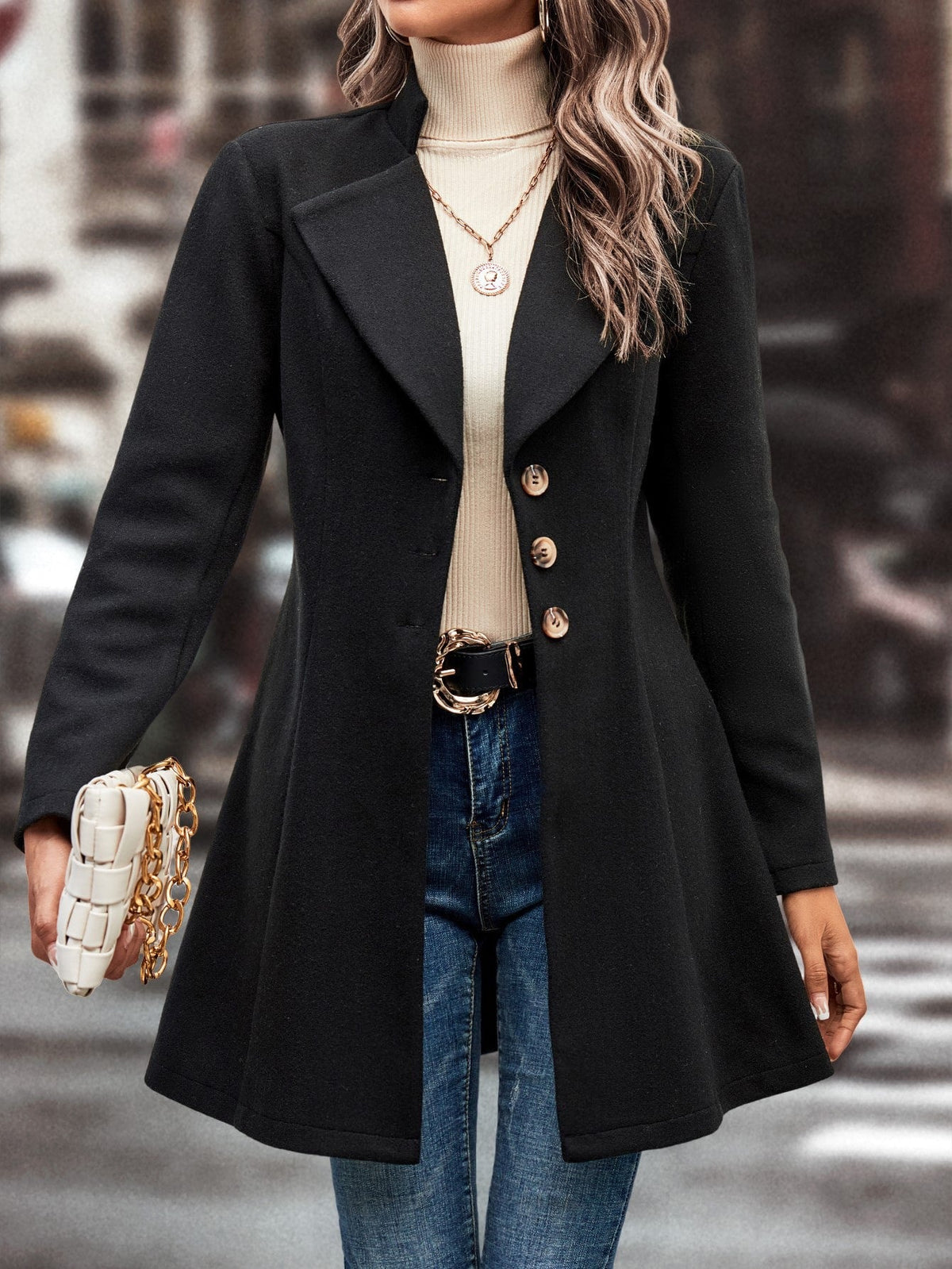 European And American Foreign Trade Hot-Selling Amazon Cross-Border Women's Autumn And Winter Lapel Slim-Fit Woolen Solid Color Stylish And Elegant Coat | Mode