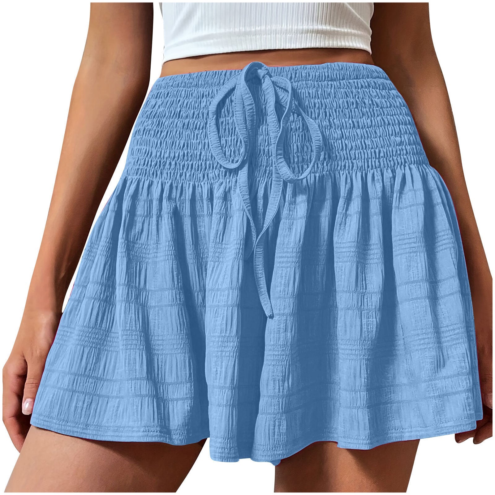 2026 European Style Women S Stretch Waist Short Skirt Casual Pants Summer Fashion Solid Color Drawstring Sports Shorts | Mode