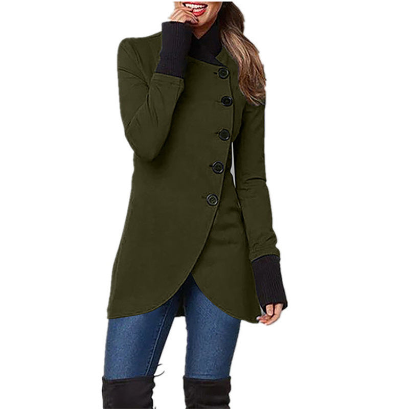 Single-breasted Panelled Hem Slit Long-sleeved Jacket | Mode