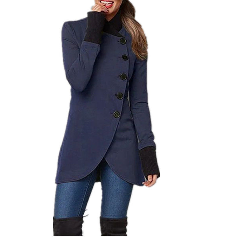 Single-breasted Panelled Hem Slit Long-sleeved Jacket | Mode