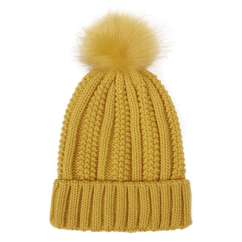 Winter Knitted Hats Fashion Stretchy Lined Skull Hats For Women Faux Fur Pom Pom Hat Keep Warming Beanie Hat | Mode