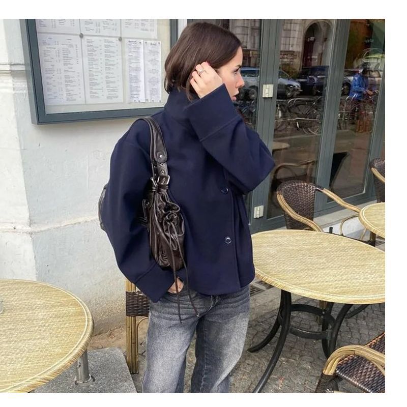 Cross-Border European And American Women's Short Stand-Up Collar Single-Breasted Woolen Coat Trendy And Stylish Woolen Jacket For Women | Mode