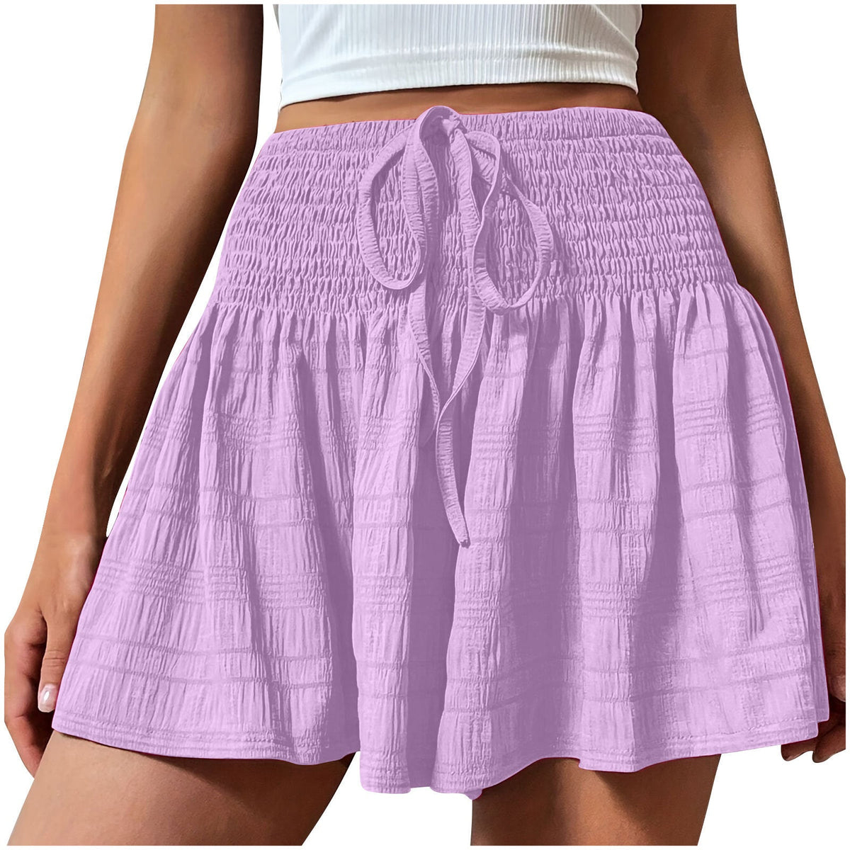 2026 European Style Women S Stretch Waist Short Skirt Casual Pants Summer Fashion Solid Color Drawstring Sports Shorts | Mode
