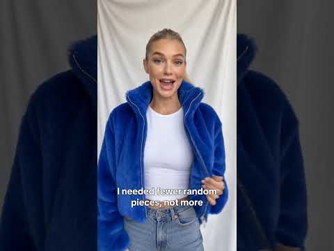 Blouson court à col montant zippé en fausse fourrure pour femme